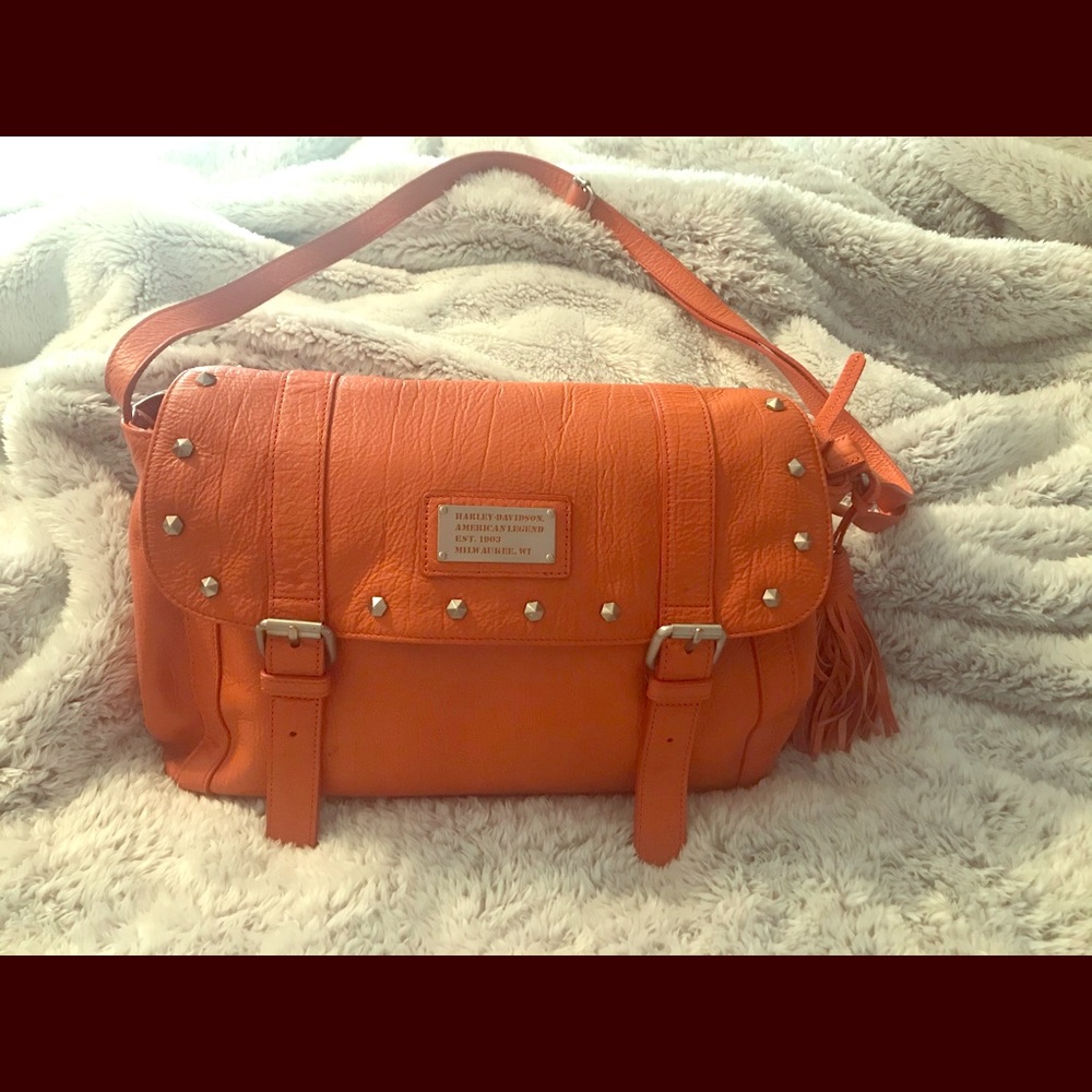 Harley Davidson Genuine Leather Orange Purse